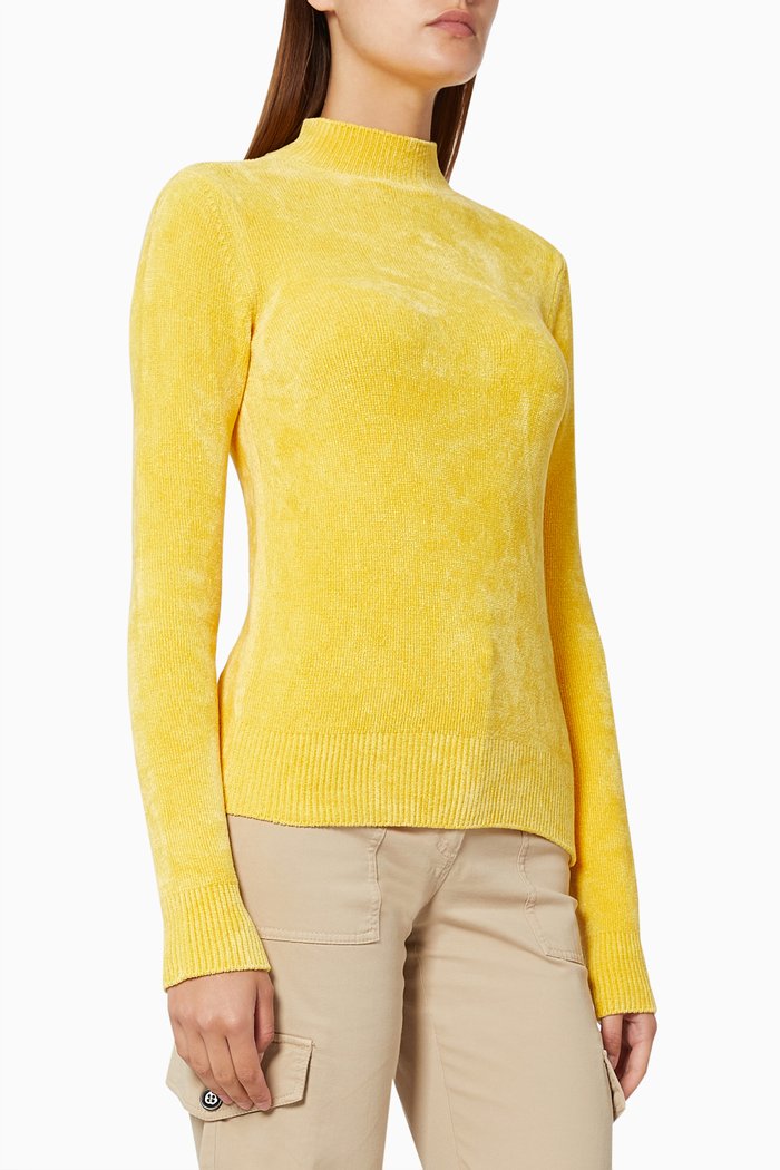 

Polo Neck Jumper in Chenille, Yellow