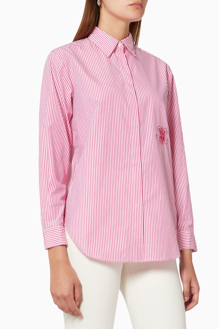 

Orale Striped Shirt in Cotton, Pink
