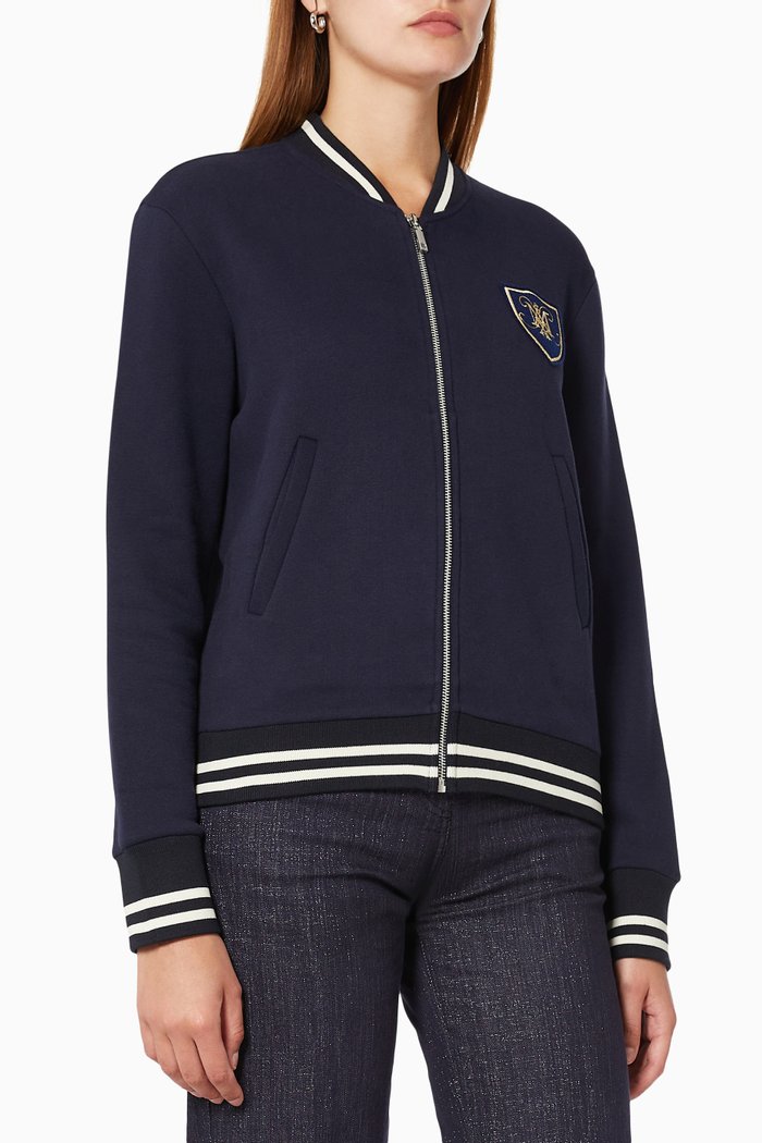 Dallas Emblem College Bomber Jacket in Cotton, Blue