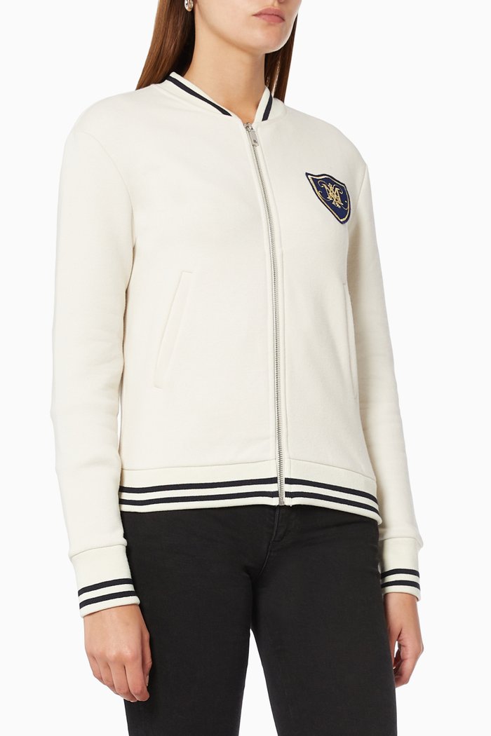 

Dallas Emblem College Bomber Jacket in Cotton, White
