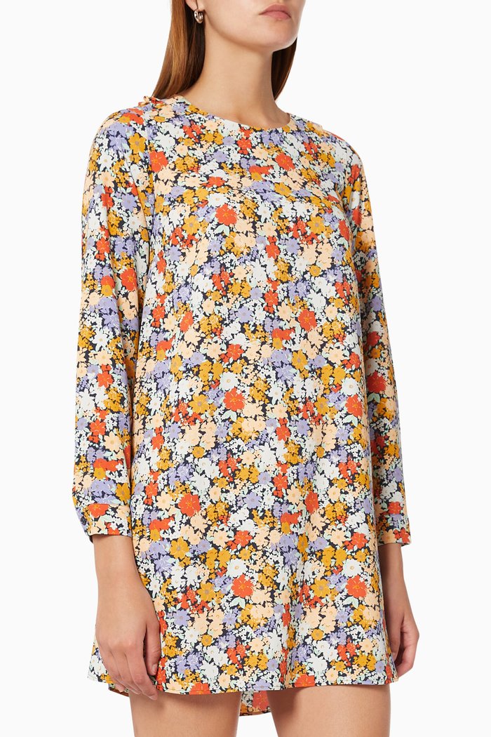 

Ceppo Floral Tunic Dress in Crepe de Chine, Blue