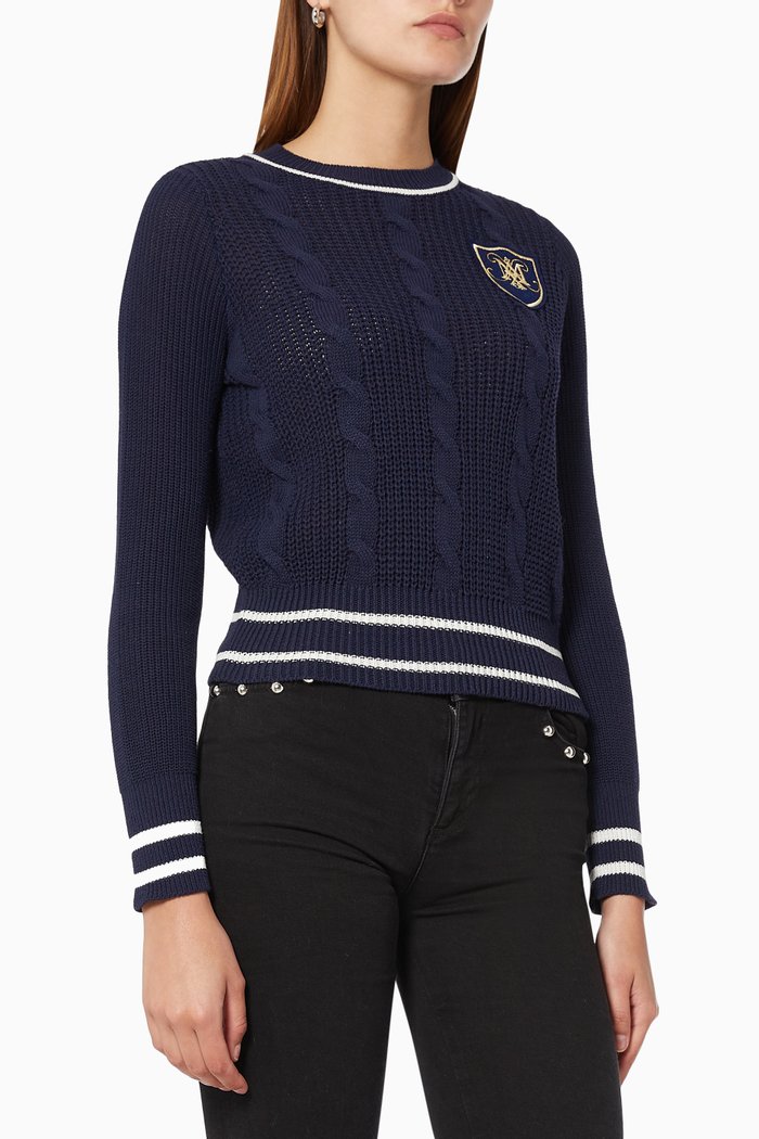 

Pagro College Jumper in Cotton, Blue