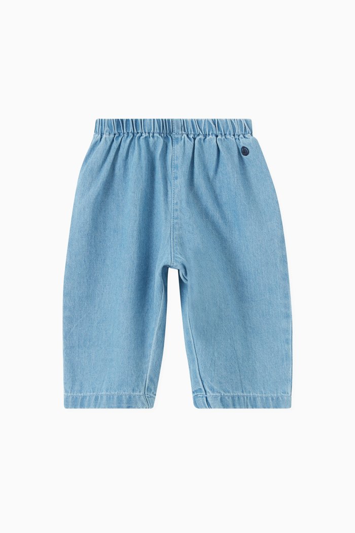 

Straight Leg Pants in Cotton Denim, Blue