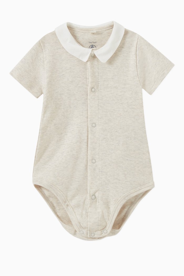 

Collared Bodysuit in Organic Cotton, Neutral
