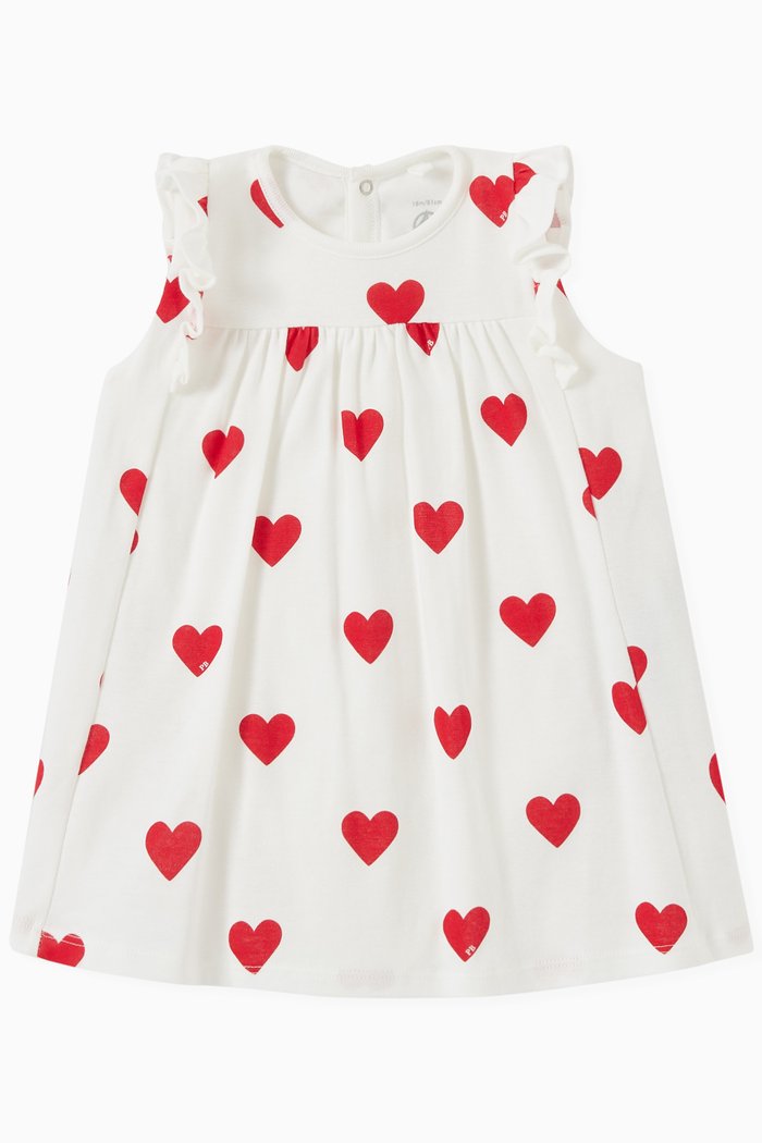 

Heart Print Bodysuit Dress in Cotton, Multicolour