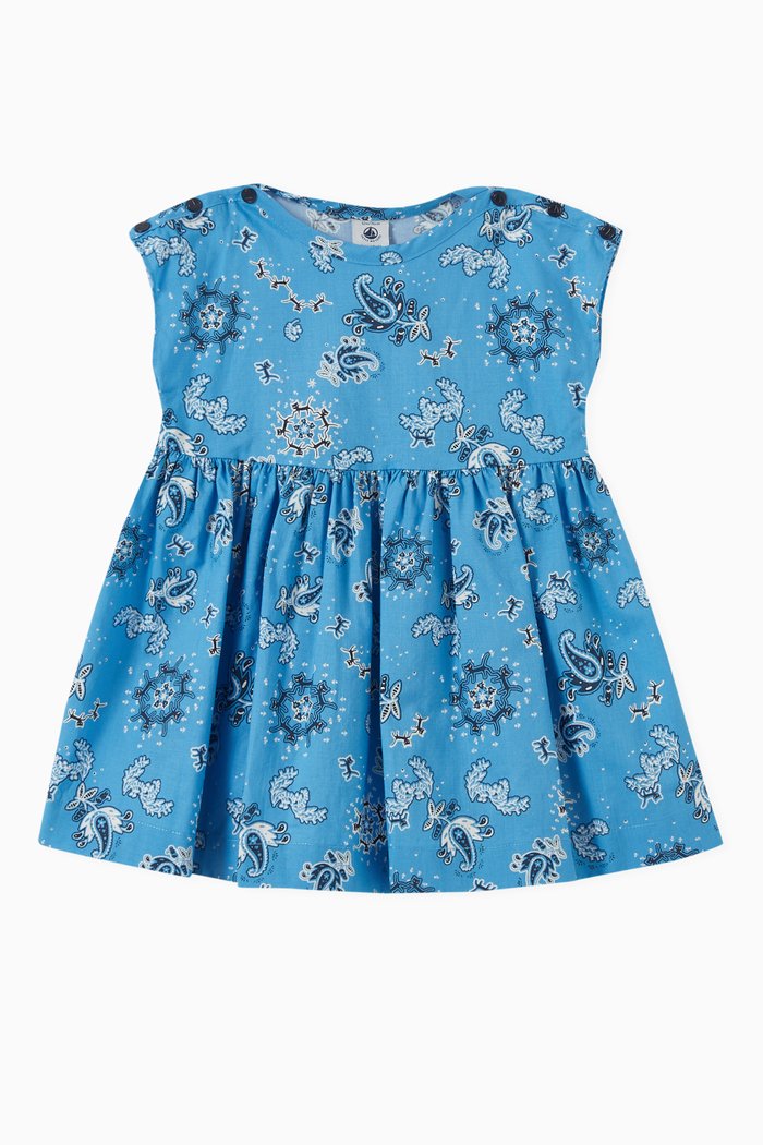 

Bandana Print Dress in Poplin, Blue