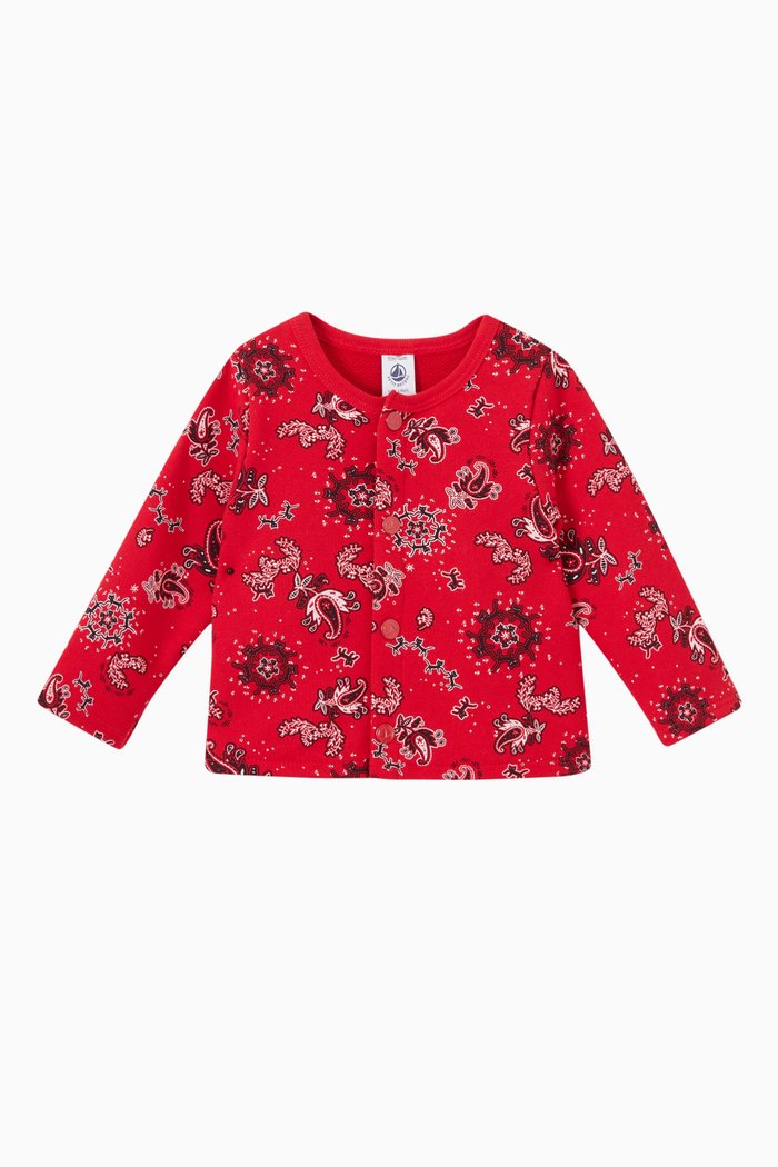 Terkuit Multico Cardigan in Fleece, Red