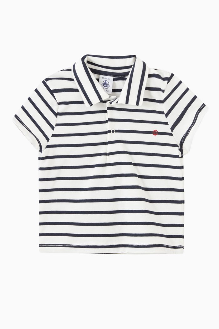 Striped Polo in Jersey, Multicolour