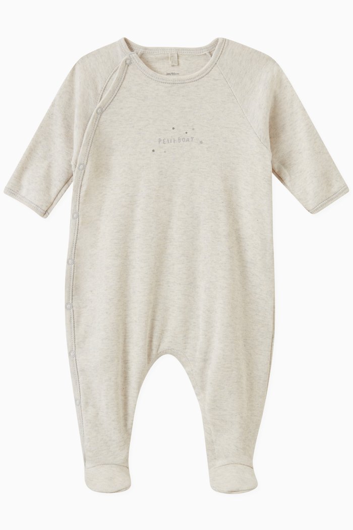 

Logo & Stars Print Sleepsuit in Organic Cotton, Neutral