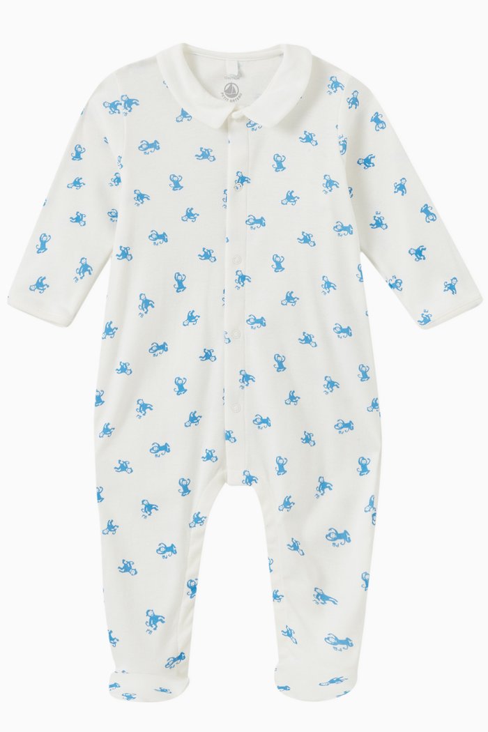 

Monkey Print Sleeping Suit in Organic Cotton, Multicolour