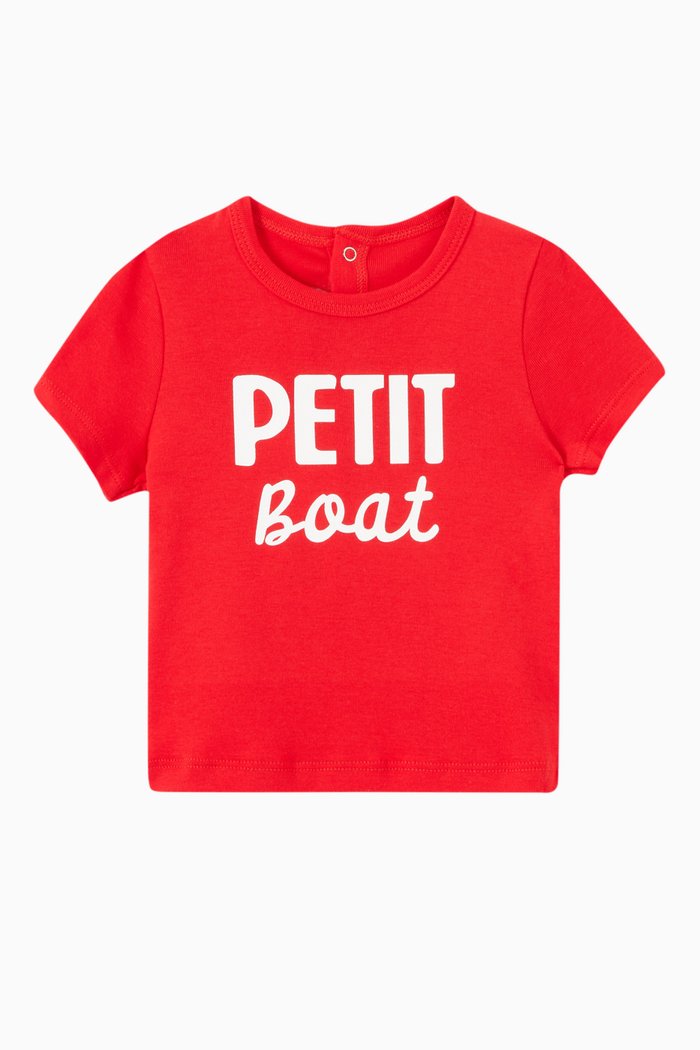 

Petit Boat Print T-Shirt in Cotton, Red