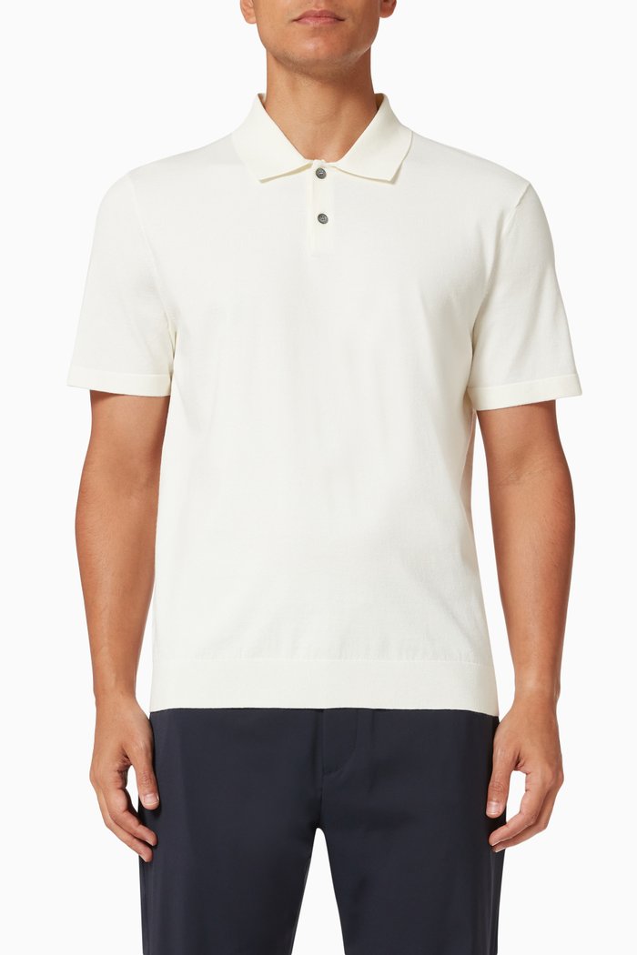 

Goris Polo Shirt in Viscose-Blend Knit, White