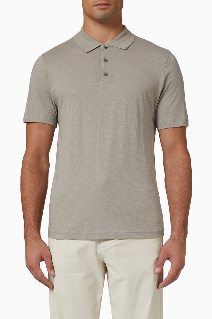 

Bron Polo Shirt in Cosmos Slub Cotton, Grey