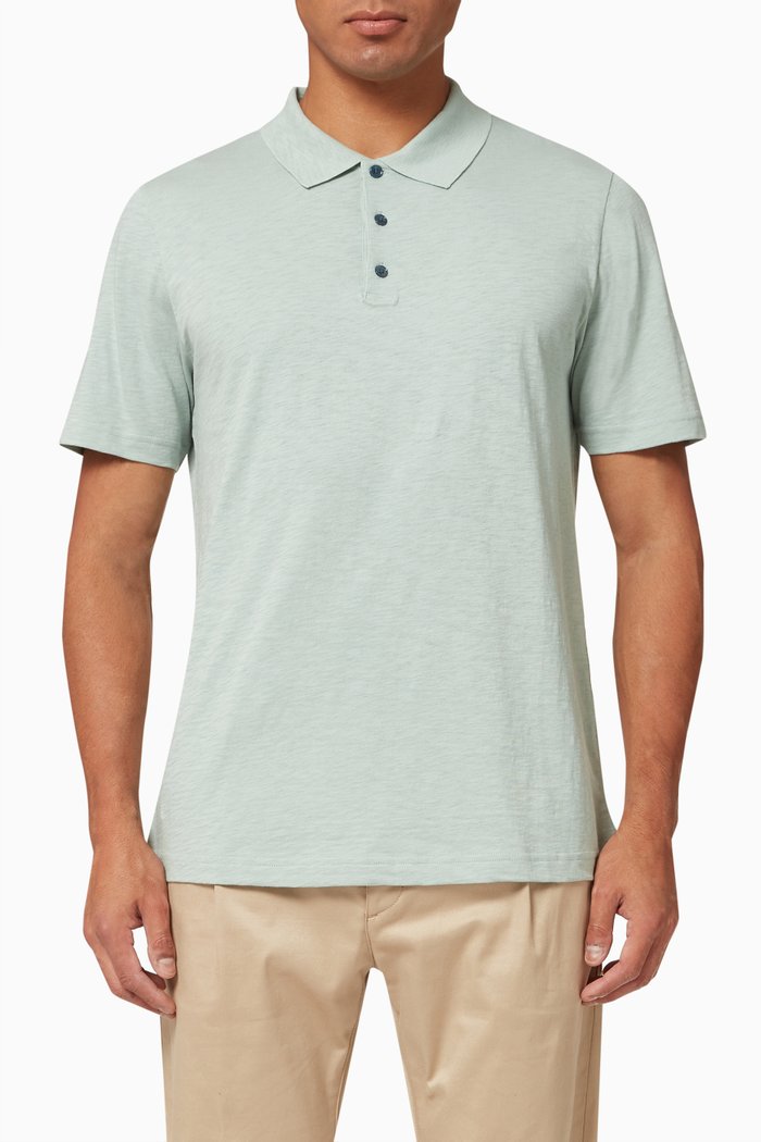 

Bron Polo Shirt in Cosmos Slub Cotton, Green