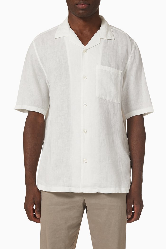 

Short Sleeve Shirt in Linen, White