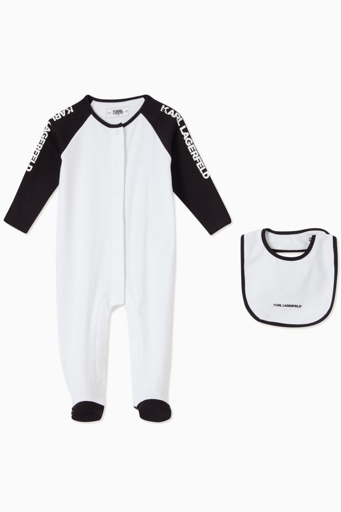 

Contrasting Logo Print Pyjamas and Bib Set, Multicolour