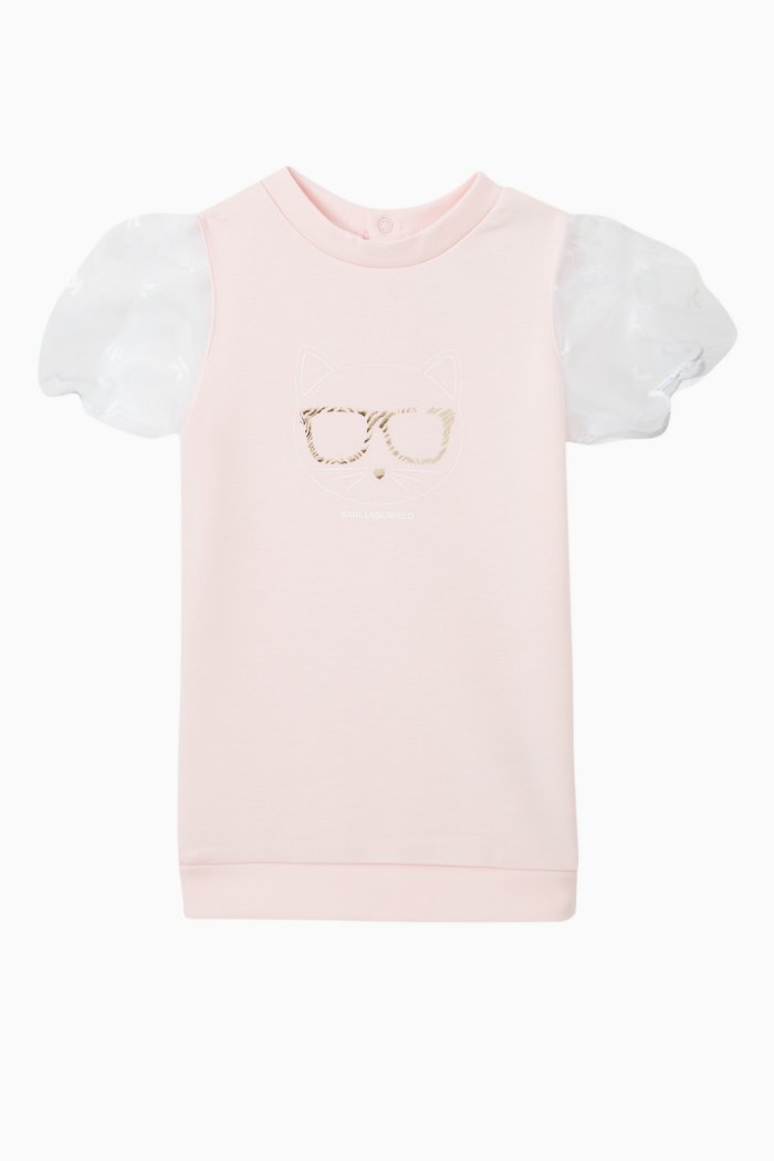 

Ruffled Sleeves Dress in Jersey, Pink