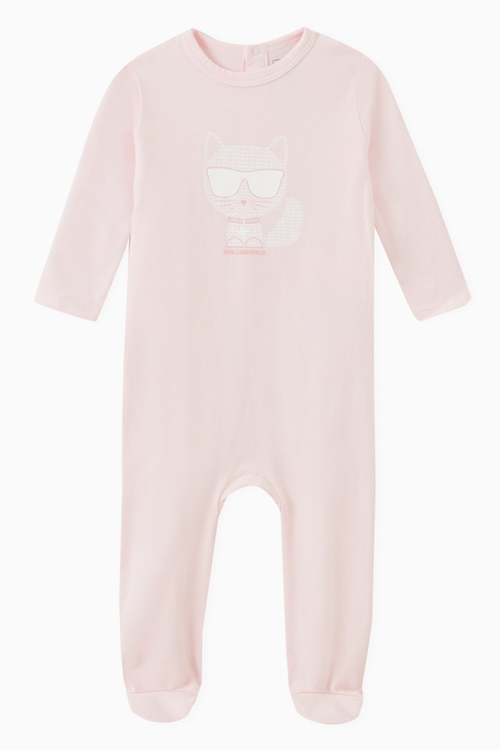 

Bad Cat Print Pyjamas in Stretch Cotton, Pink