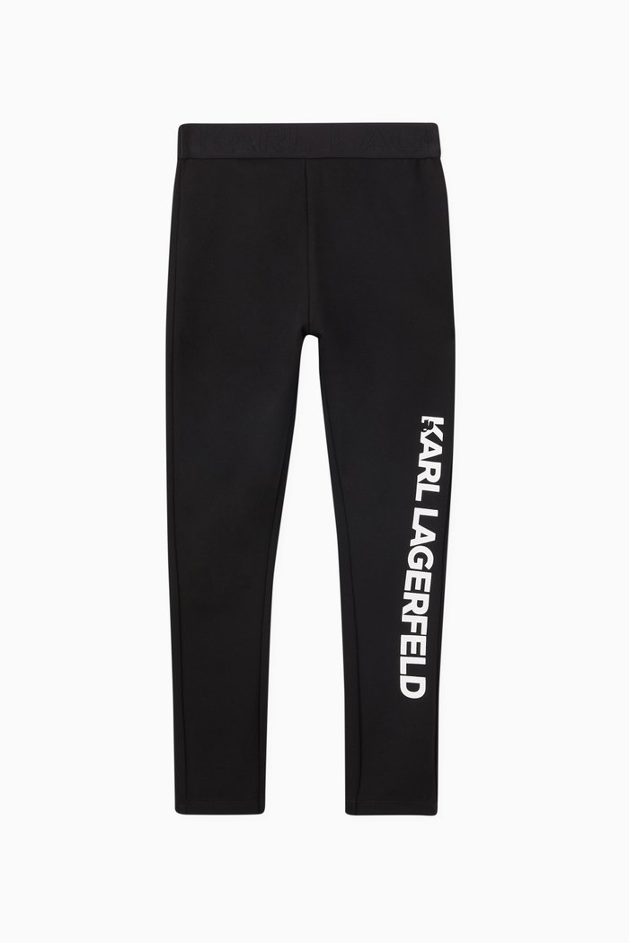 Logo Print Tights, Black