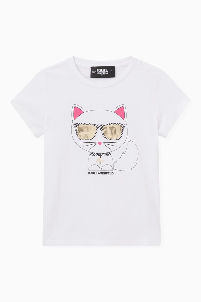 

Choupette Print T-Shirt in Jersey, White