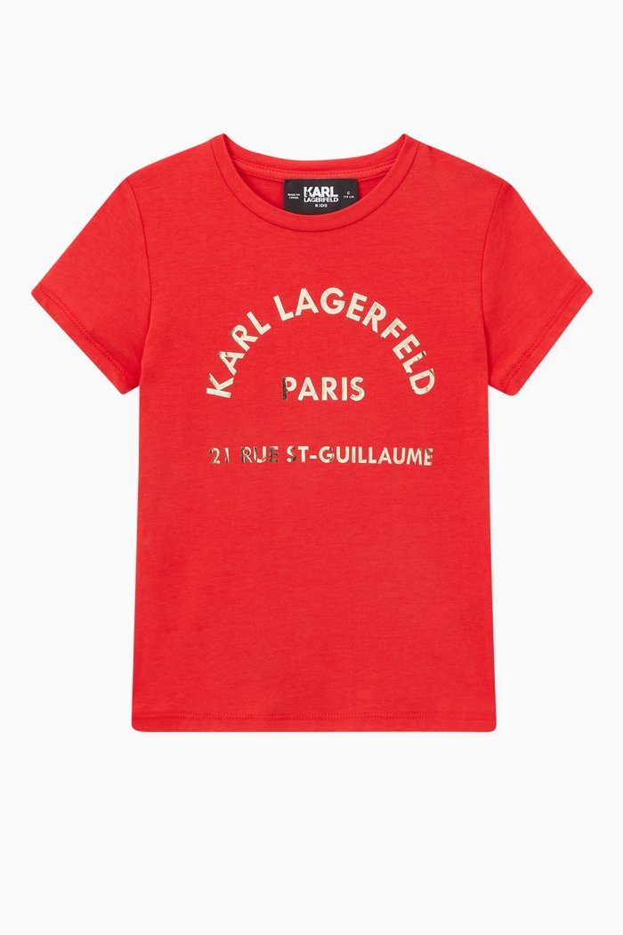 

Metallic Logo Print T-Shirt in Cotton, Red