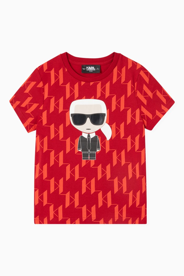 

Ikonik Monogram Print T-Shirt in Cotton, Red