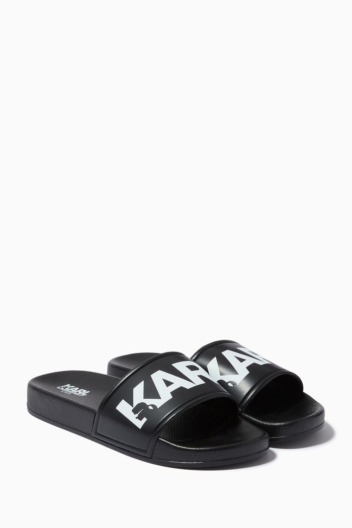 Logo Print Slides in Rubber, Black