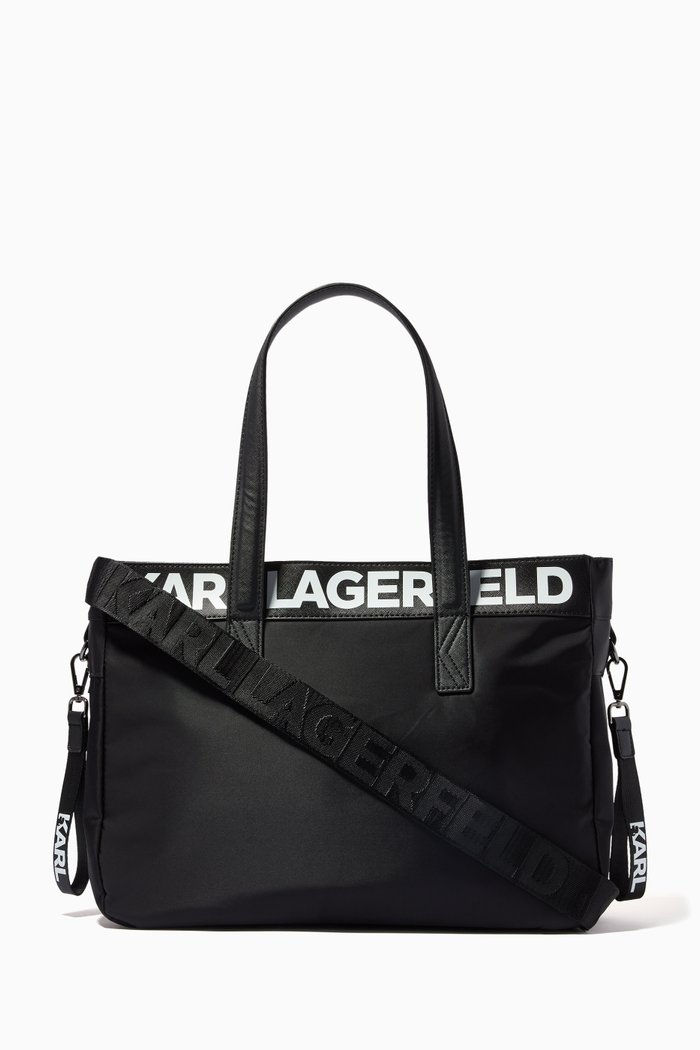 Logo Print Diaper Bag, Black