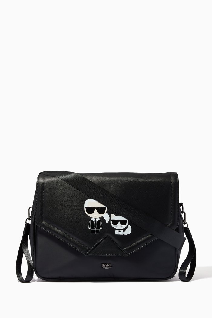 

Karl & Choupette Diaper Bag & Bottle Holder in Nylon, Black