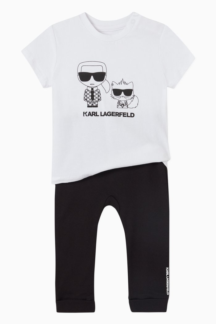 Logo Print T-Shirt and Leggings Set in Cotton, Multicolour