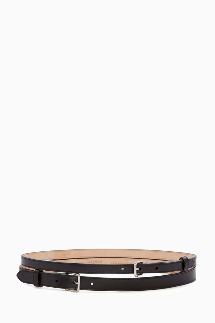 

Double Thin Belt in Calfskin, Black