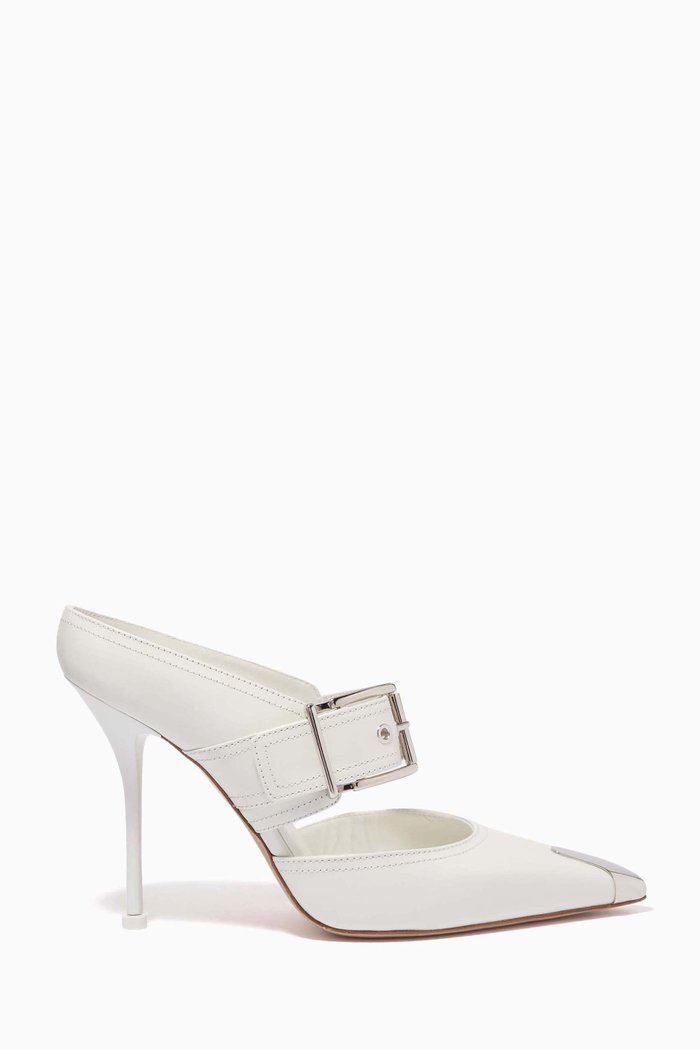 

Punk Buckle 105 Mules in Leather, White