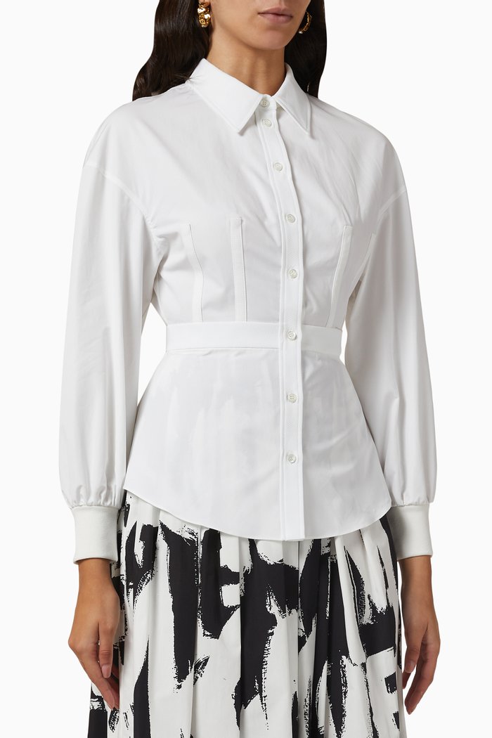 

Cocoon Sleeve Shirt in Organic Cotton Poplin, White