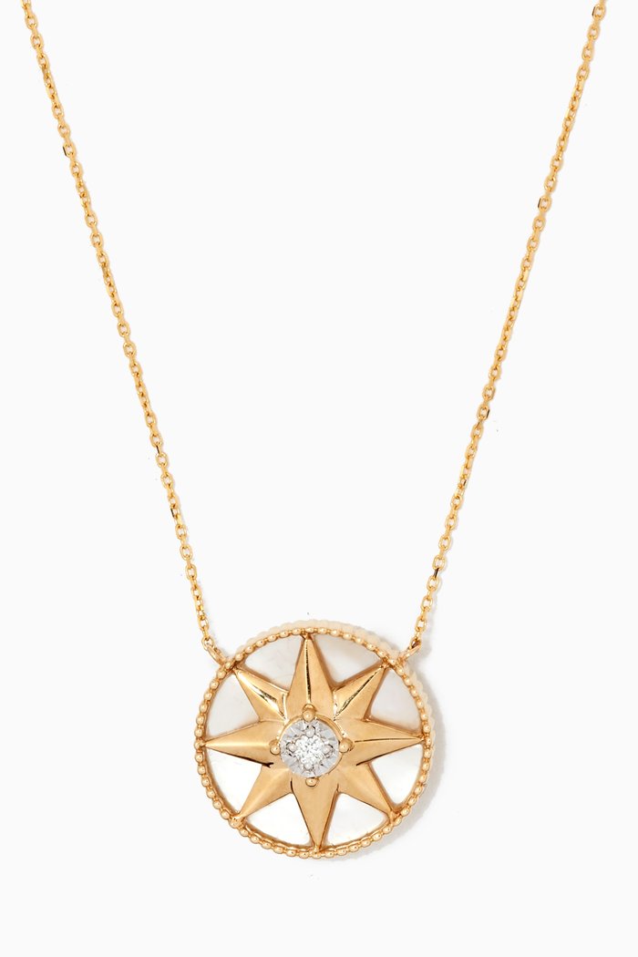 

Halley Mother of Pearl & Diamond Pendant Necklace in 18kt Yellow Gold