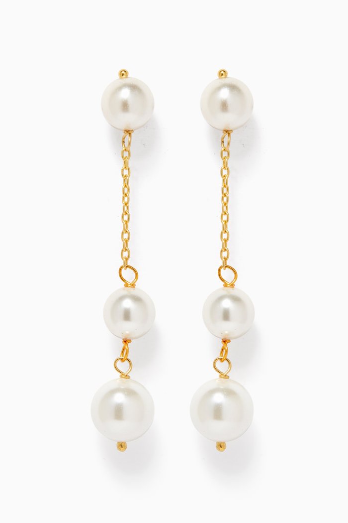 Fajr Pearl Drop Earrings in 18kt Gold Plated Sterling Silver