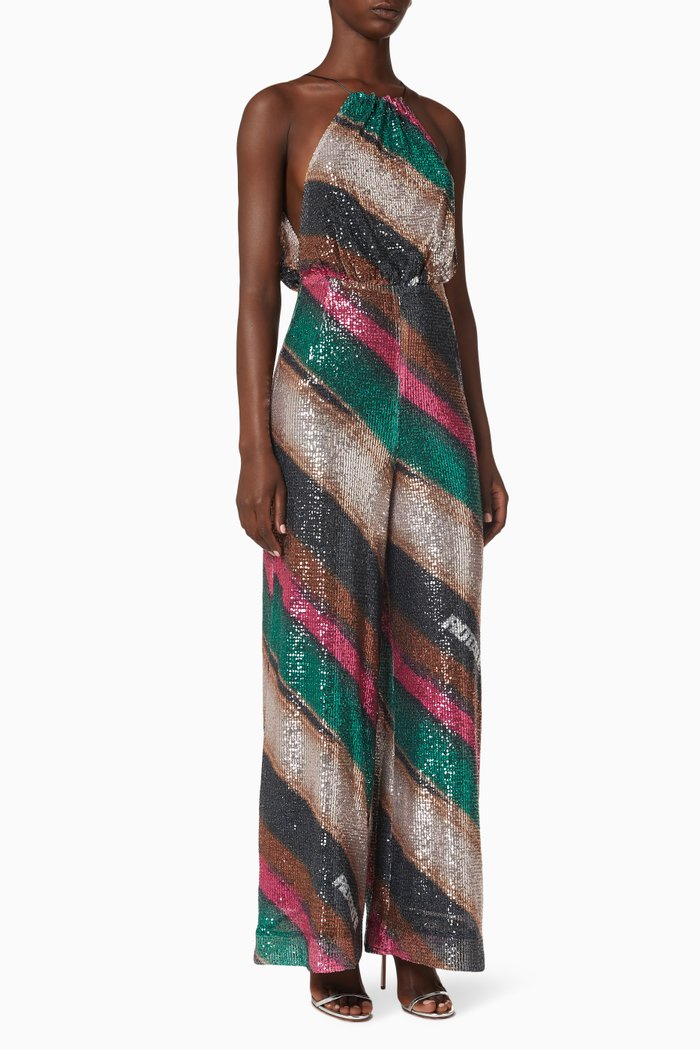 

Stella Jumpsuit in Sequinned Crepe, Multicolour