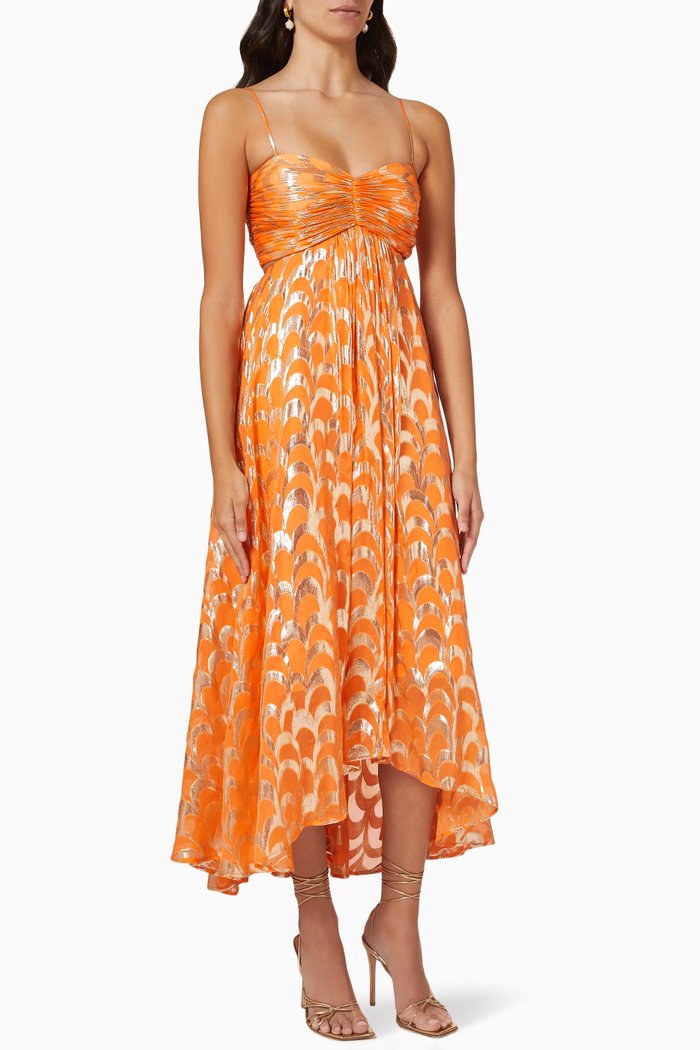 

Adele Midi Dress in Silk, Orange
