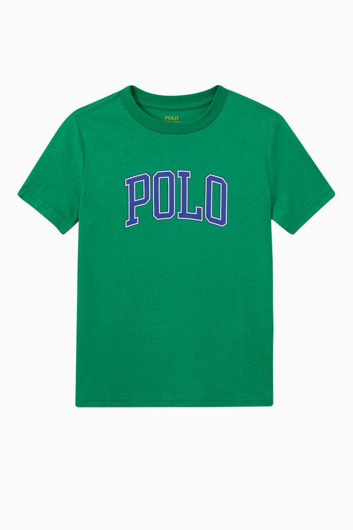 

Polo Logo Print T-shirt in Cotton, Green