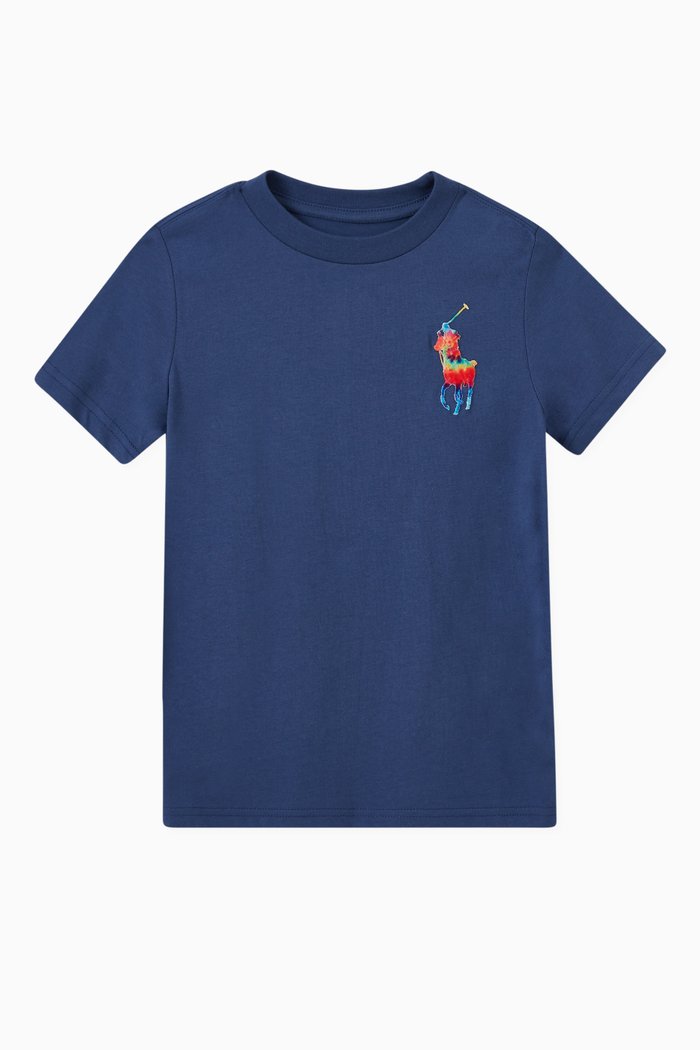 

Logo Embroidered T-shirt in Cotton Jersey, Blue