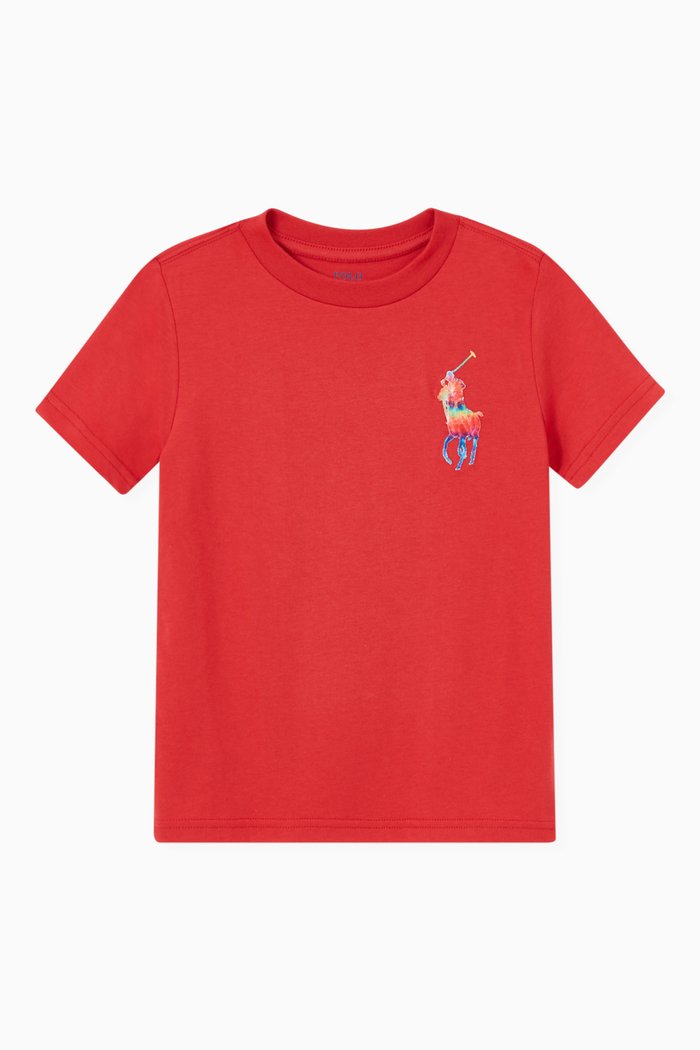 

Logo Embroidered T-shirt in Cotton Jersey, Red