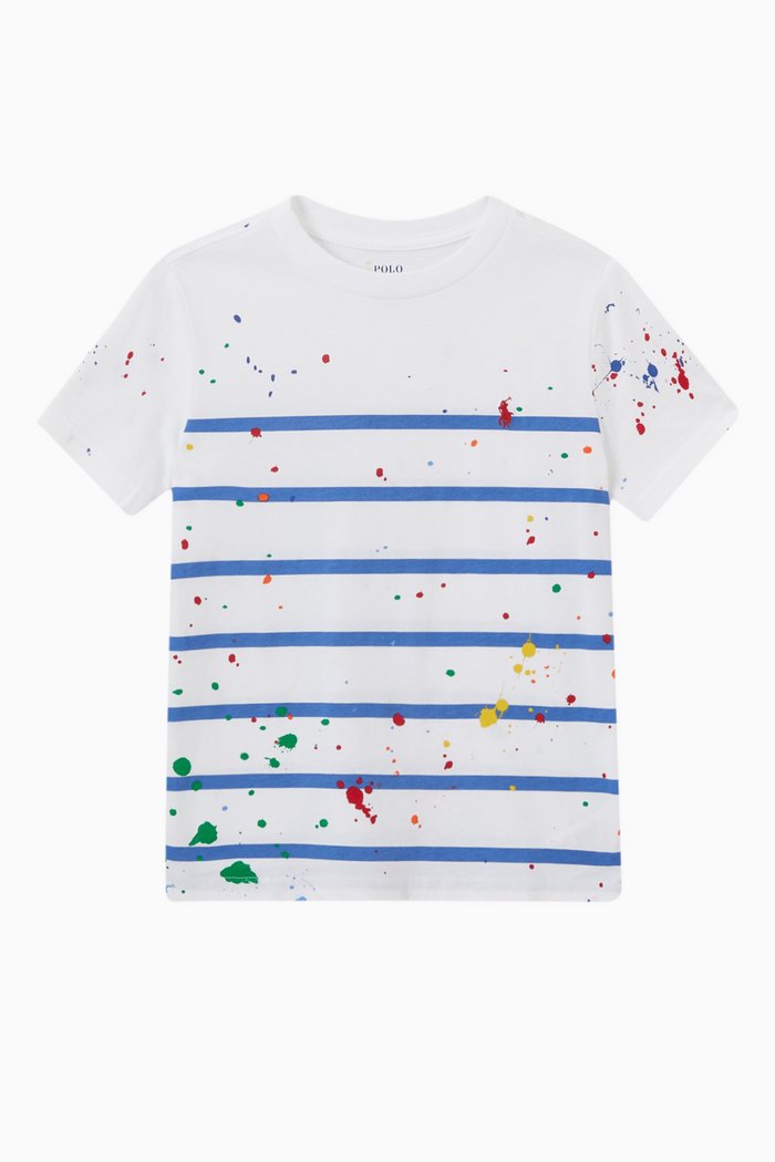 

Paint-splatter Print T-shirt in Cotton, White