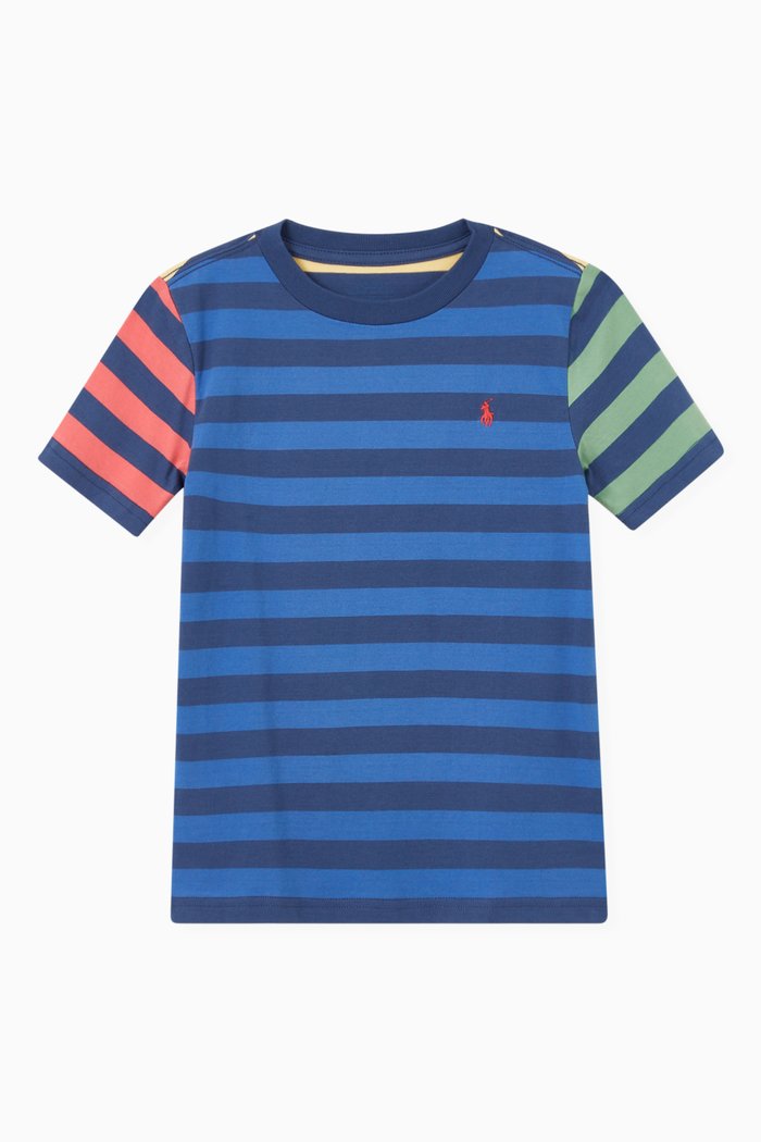 

Striped T-shirt in Cotton Jersey, Blue