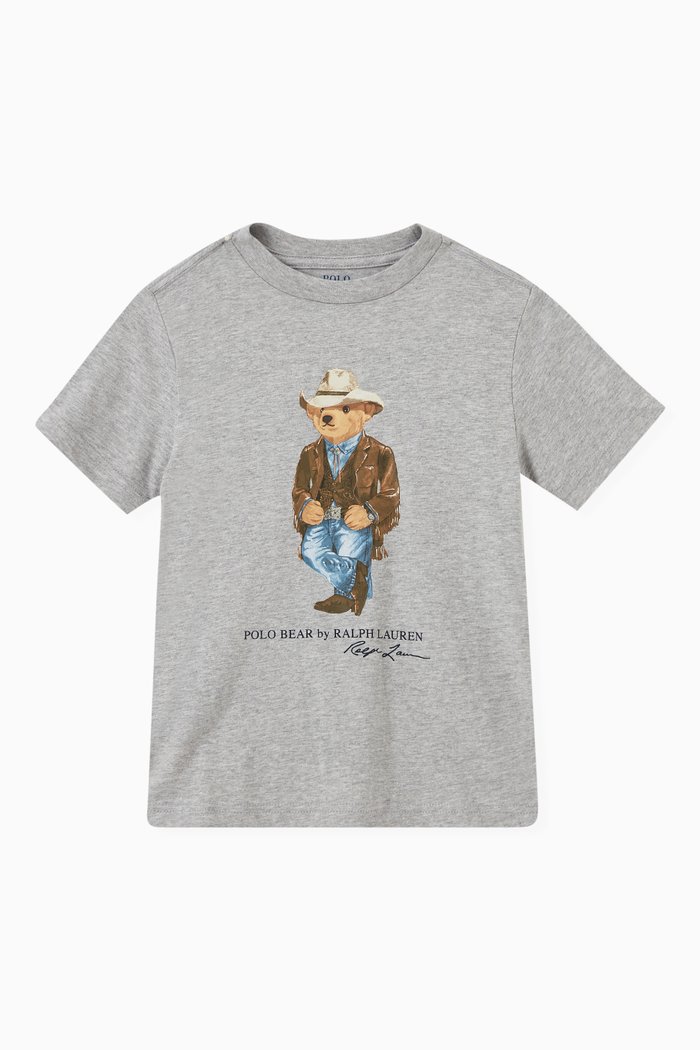 Bear Graphic T-shirt in Cotton Jersey, Grey