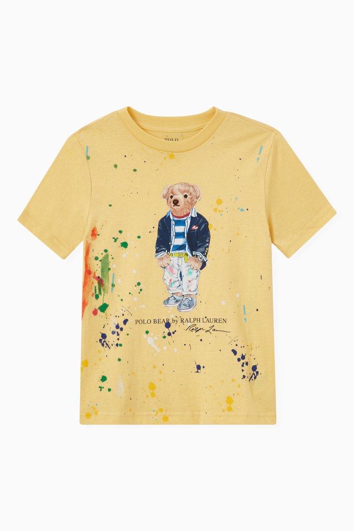 

Paint Splatter Bear T-shirt in Cotton Jersey, Yellow