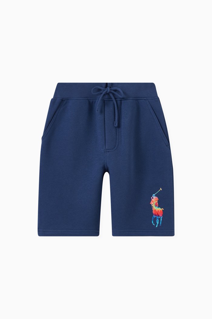 

Polo Logo Embroidered Shorts in Cotton-blend Fleece, Blue