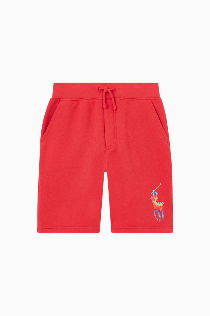 

Polo Logo Embroidered Shorts in Cotton-blend Fleece, Red