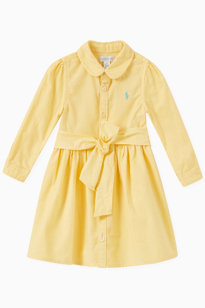 

Oxford Belted Dress in Cotton, Yellow