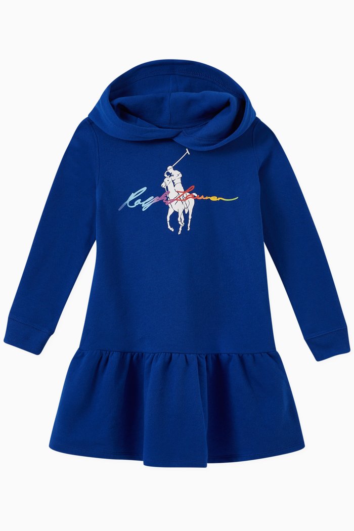 

Hooded Dress in Cotton Jersey, Blue