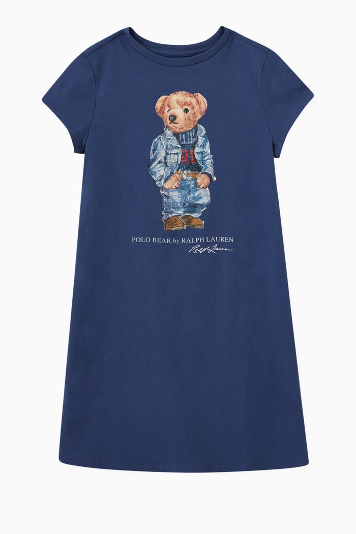 

Bear T-shirt Dress in Cotton Jersey, Blue