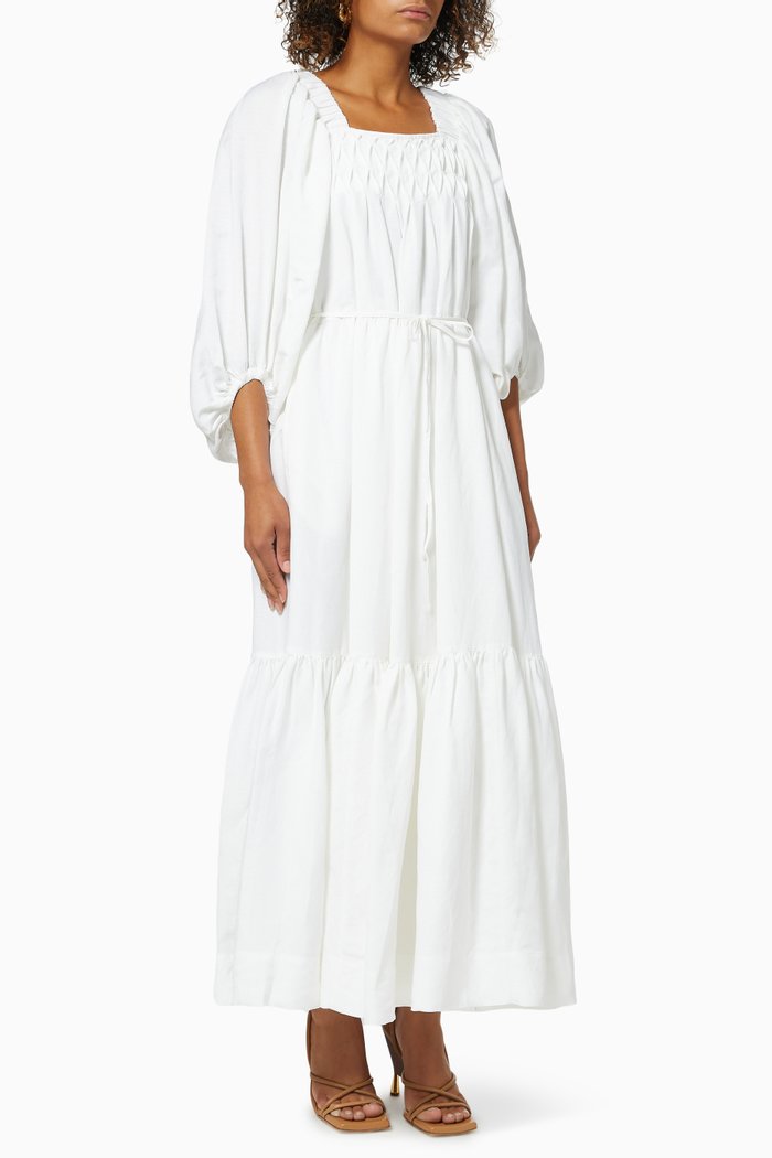 

Paulina Maxi Dress in Linen Blend, White